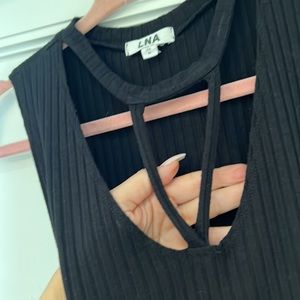LNA black sleeveless ribbed tank. Size:M